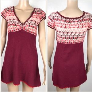 Free people 100%wool boho red mini dress or tunic